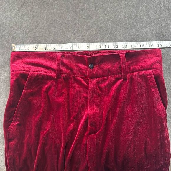 Women’s Red Velvet Double Breasted 2-Piece Pantsuit Peak Lapel Size L NWOT - Picture 10 of 15